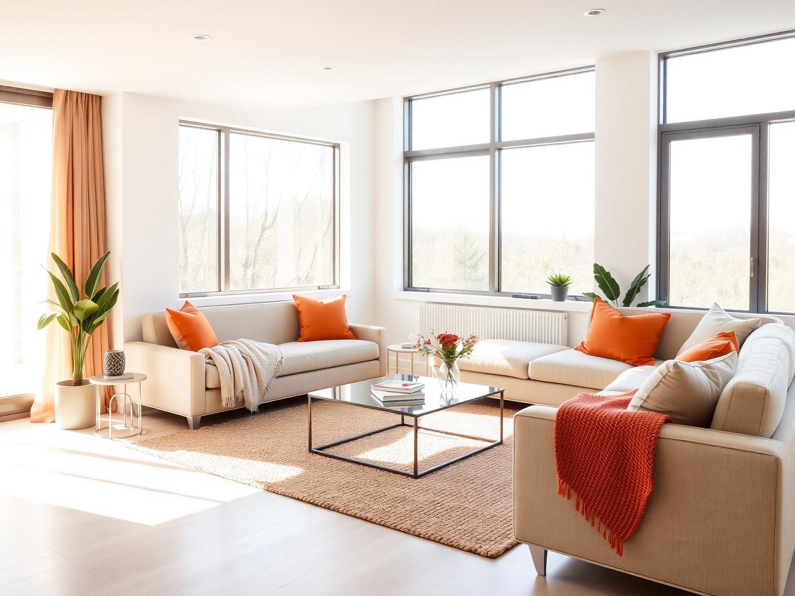 A bright, freshly cleaned living room